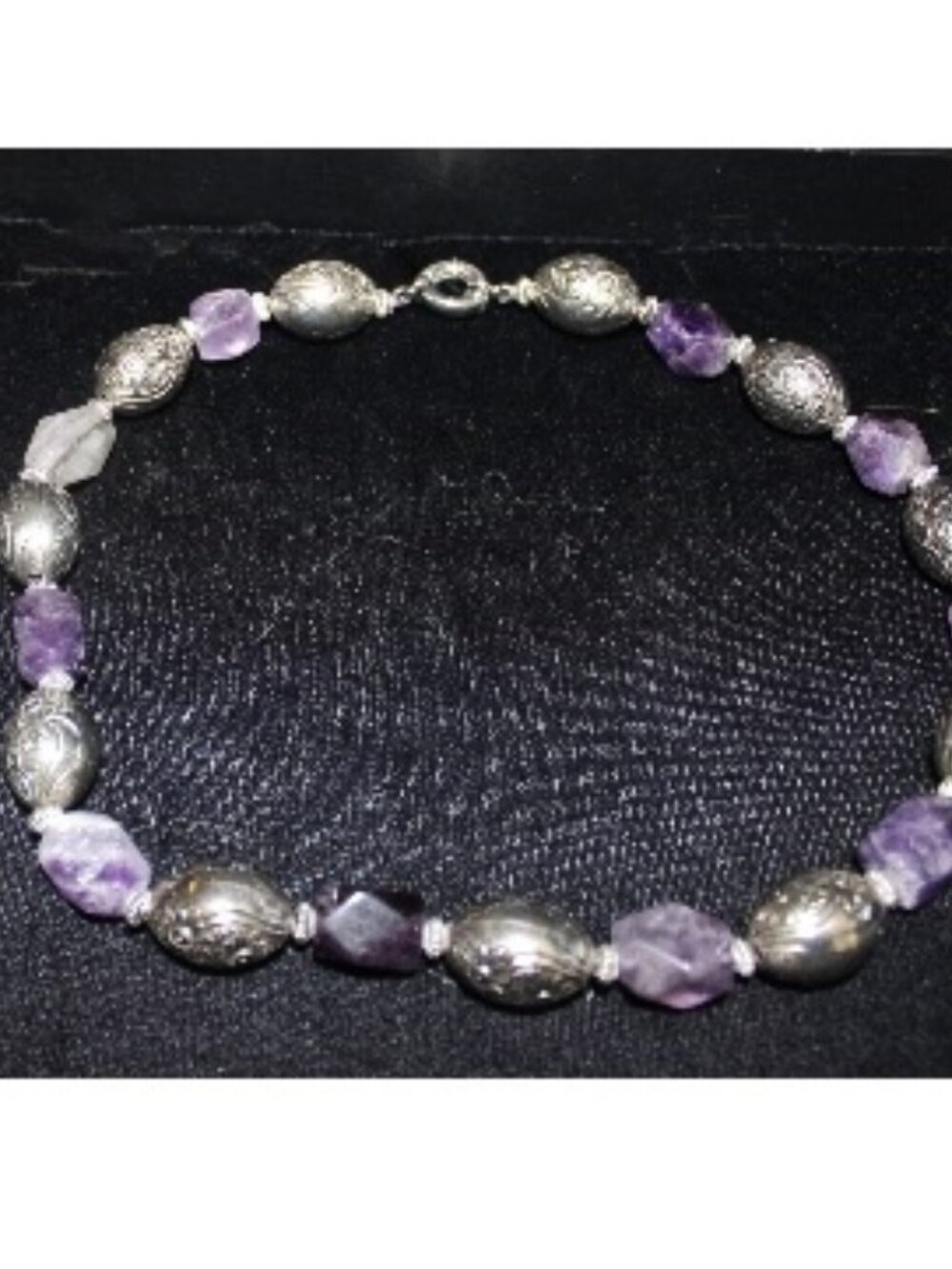 925 Sterling Silver Amethyst Large Beads Chunky Artisan Necklace